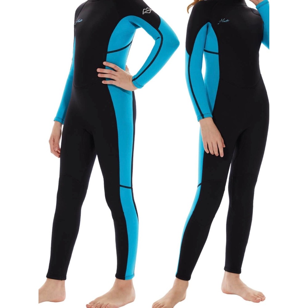 Hento Wetsuit Full Body Neoprene Scuba Diving Surfing Black Turquoise Size‎ 7